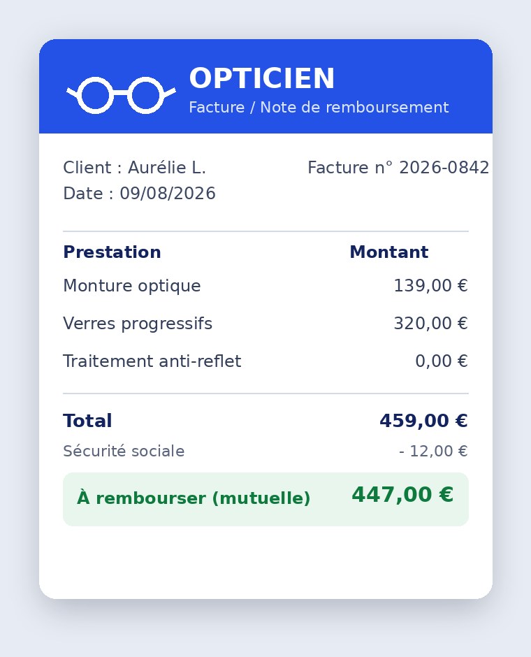 Facture opticien